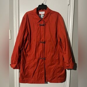 Liz Claiborne  Womens Orange Trench Rain Coat SIZE XL Jacket.